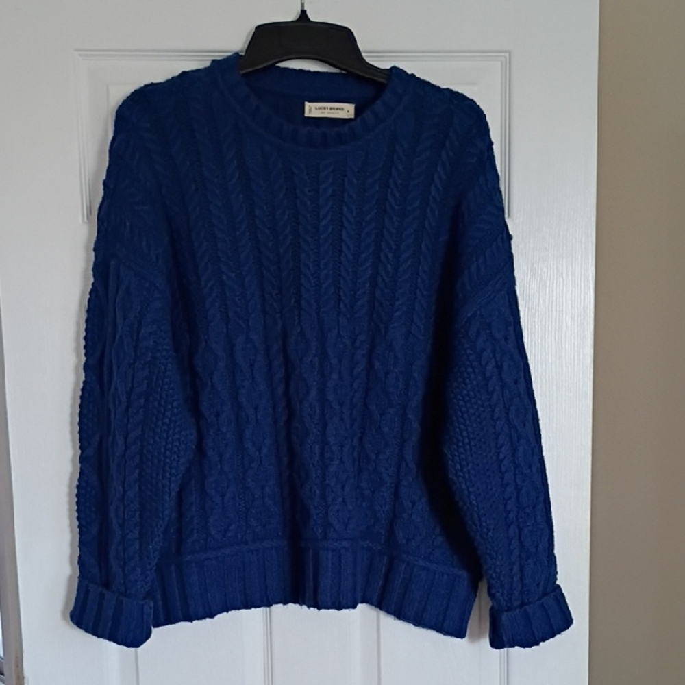 Lucky Brand Electric Blue Cable Knit Sweater, XL
